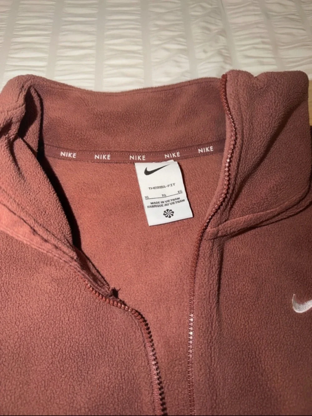 Women's Nike One Therma-FIT Oversized 1/2-Zip Fleece Top Red Sepia
